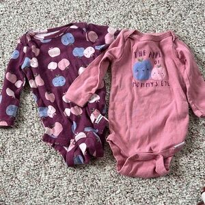 Gerber Pink and Purple Apple Print Bodysuits
